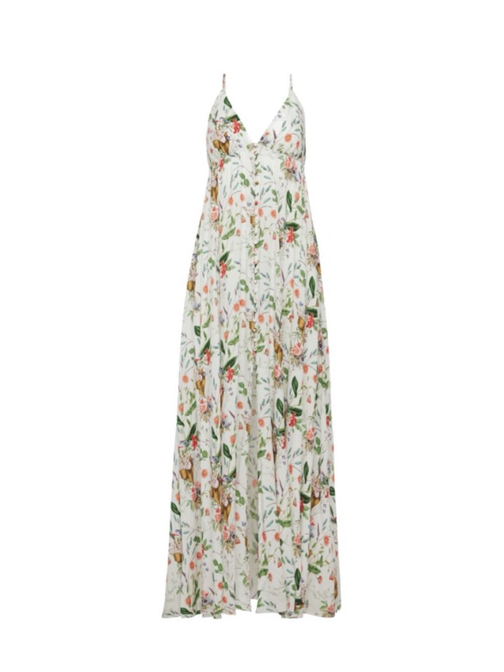 L'agence Stefani Botanical Button-Front Maxi Dress